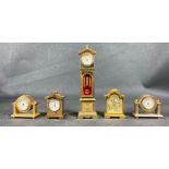 A collection of MINIATURE CLOCKS to include a Wellington grandfather lock (13cm), a Wellington