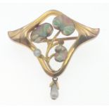 A nice VINTAGE 9ct stamped brooch with enamelled flowers and tiny seed pearl features weight 2.13