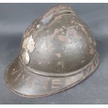 WWI French Era ADRAIN steel helmet repurposed for WWII use by French Resistance / Free French