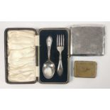 Silver Christening Spoon and Fork in fitted case with Birmingham hallmarks