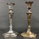 Two silver hallmarked candlesticks both London, 1 from 1897, the other from 1899 made by Sibray,