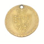A GEORGE lll 1793 Gold Guinea coin - weight 8.09g aporox - the coin has had a hole drilled for use