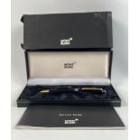 A MONT BLANC Meisterstück black and gold-coloured ball point pen, unused, boxed and with service