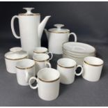 A box full of Thomas China Broad Gold to include 1 teapot and lid, 15cm high, 1 coffee pot and