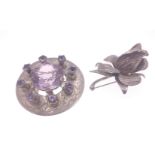 VINTAGE A 925 silver stamped flower brooch and a circular silver Edinburgh hallmarked brooch set