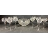 Ten EXQUISITE crystal Hock wine glasses Each 19cm tall approx