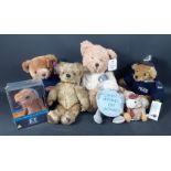 A collection of TEDDY BEARS to include a GLENEAGLES teddy with rucksack (approx 35cm high), a