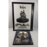 A framed SGT PEPPER'S LONELY HEARTs CLUB BAND limited edition (5/250) replica silver disc,
