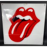 An iconic image - a Perspex enlargement of the ROLLING STONES bright red tongue/lips logo measures