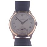 A TAVANNES 375 stamped circular case watch with leather strap
