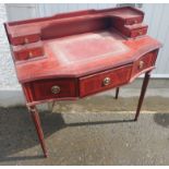 A nice reproduction SECRETAIRE DESK with brown leather effect blotter and multiple drawers