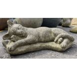 MIAOW!! A large c 1970's very lazy stone effect lying down sleeping pussy-cat - dimensions 43cm