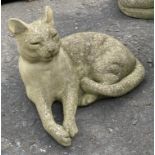 QUALITY! A BEAUTIFUL PUSS PUSS with dozing eyes garden ornament c1970's - this cat's features are