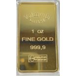 VALCAMBI Switzerland 1 ounce Fine gold bullion bar 999.9 (24carat)THE BUYING COMMISSION IS