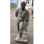 CLASSICAL ZEUS style garden stone effect statue, one of a pair - dimensions 60cm height