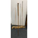 Hardy Greenheart 10ft approx 3 piece trout fly rod, with polished cedar wood handle and extra tip.