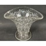 A super-large CRYSTAL vase standing 24cm tall, dia 29cm, there is a chip to the rim which is not