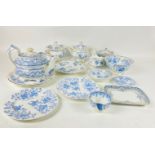 BEAUTIFUL QUALITY A part blue and white c19th dinner service with an ornate teapot, with a small