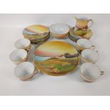 NORITAKE 6 cup teaset with sunset/rise over hayfields design