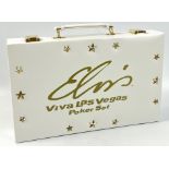 An ELVIS LAS VEGAS Poker Set, in a padded case, 4 strips of chips and 2 packs of Elvis cards are