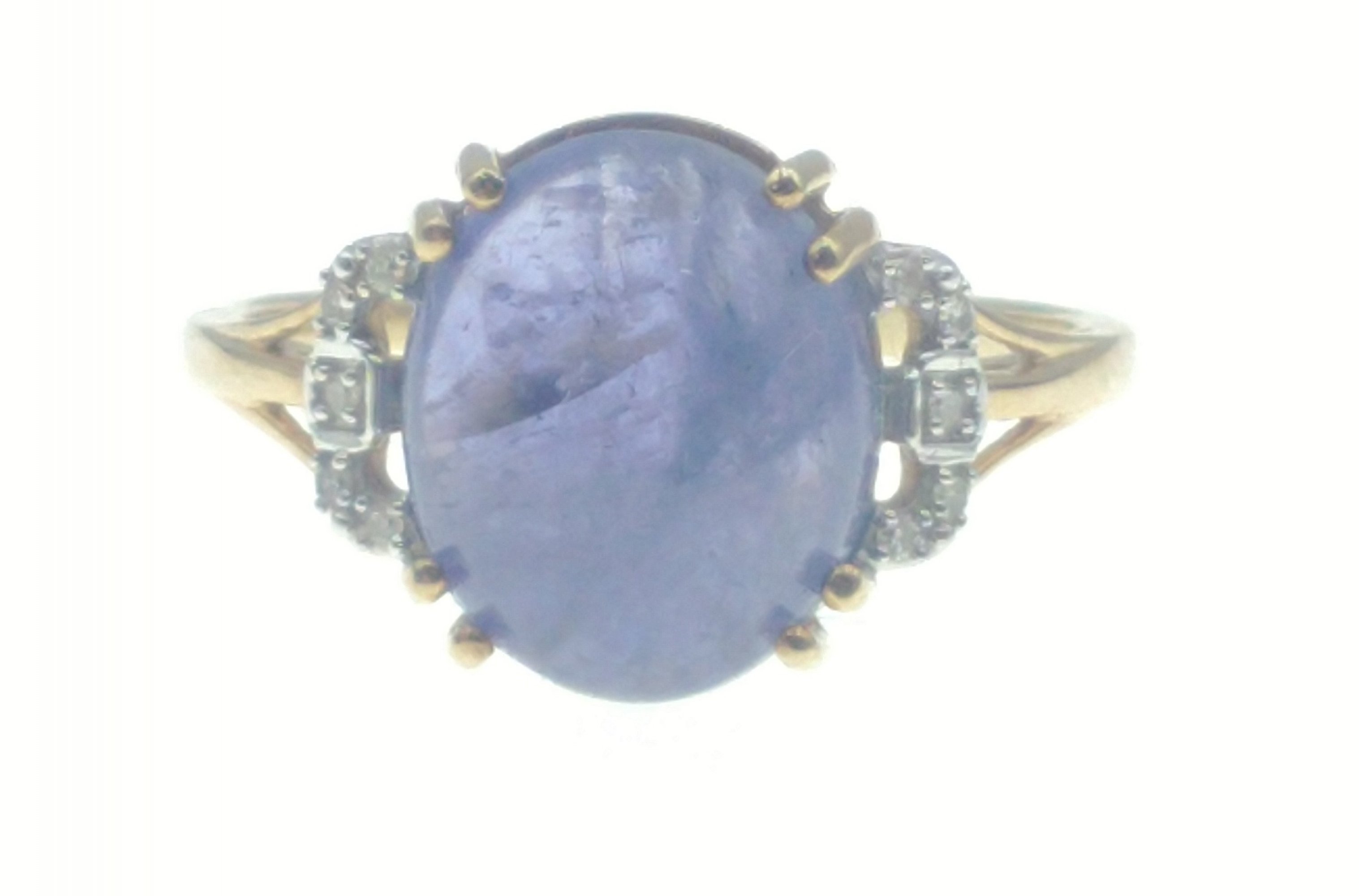 DESIGNER OVAL TANZANITE 6.49cts and Diamonds 0.040cts set 9k yellow gold ring with original