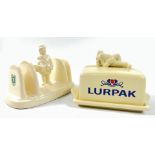 A WADE Toastrack dimensions 16cm length x 12cm approx with a collectable LURPAK lidded butter dish