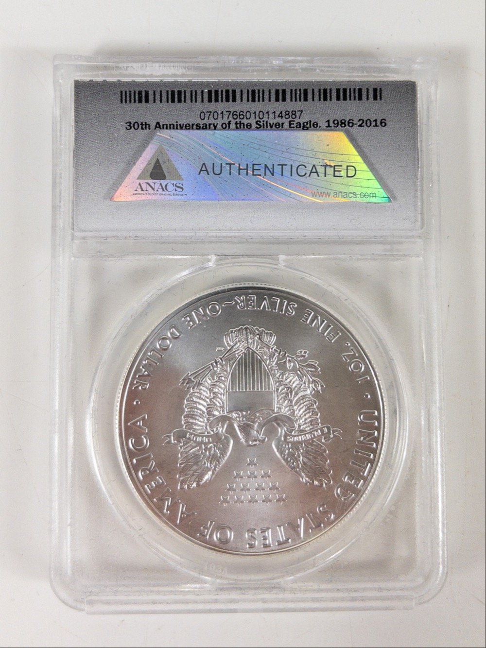 A SILVER COLLECTABLE Eagle Inaugural Strike 2016 ms70 silver ANACS Certified encased and in its - Image 2 of 2