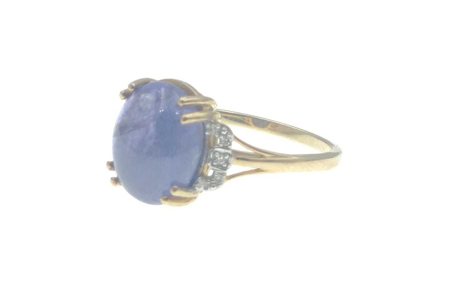 DESIGNER OVAL TANZANITE 6.49cts and Diamonds 0.040cts set 9k yellow gold ring with original - Image 2 of 3