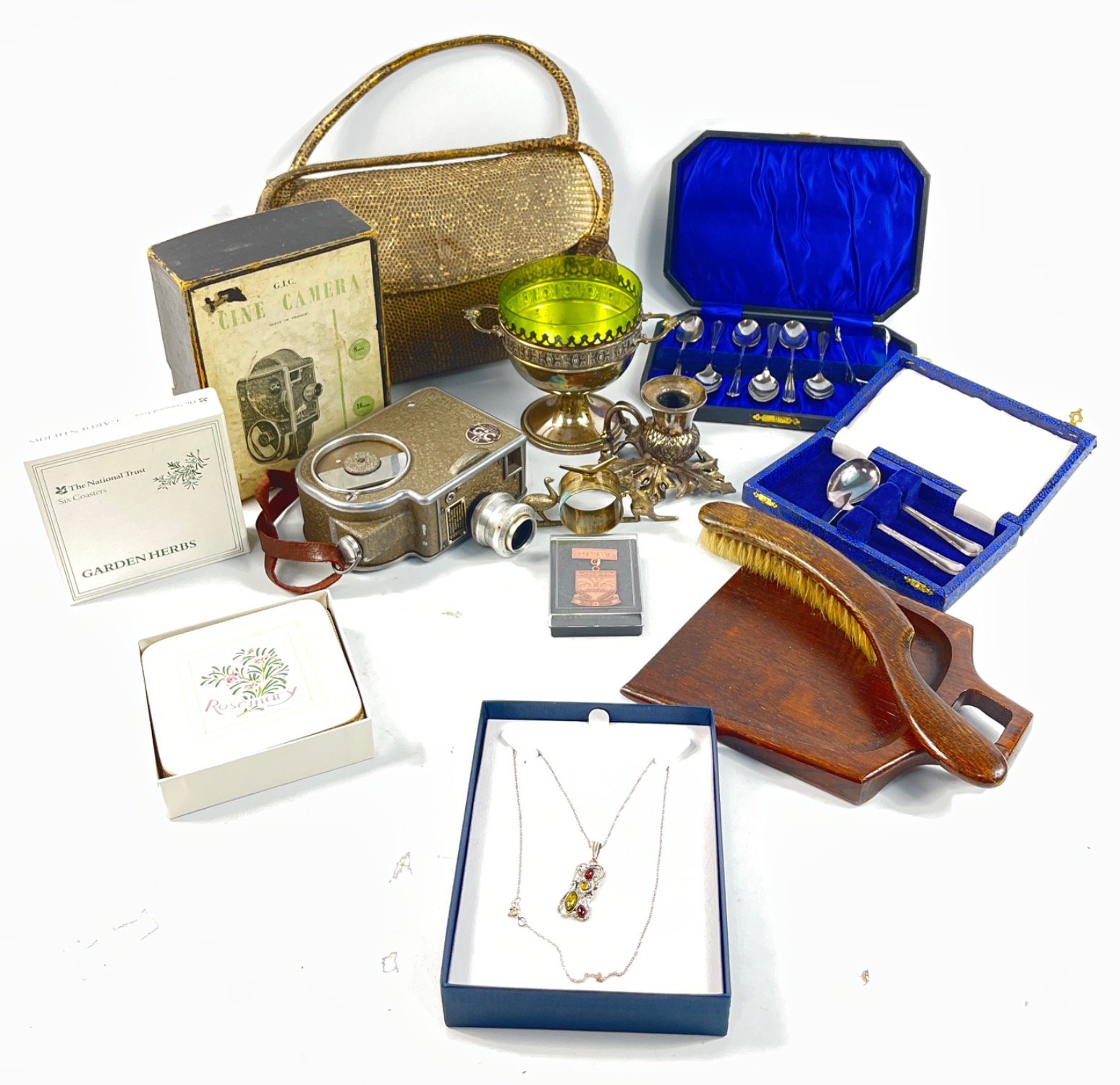 A mixed box to include a West Linton Bi-Centennial Whipman 1803-2003 medal, a GIC cine camera, a