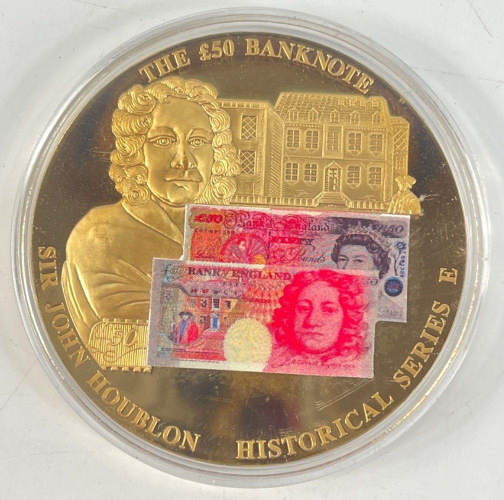 An encapsulated Sir John Houblon Commemorative £50 banknote Series E Historical coin and an - Image 2 of 4