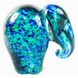 WONDERFUL WEDGWOOD! A beautiful green and blue glass elephant in the style of WEDGWOOD, approx