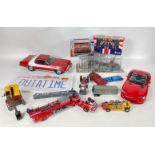 A mixed box of model vehicles some playworn, some still in original packing to include a US