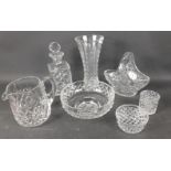 A box of mixed Edinburgh Crystal items to include a fruit basket and a substantial vase height