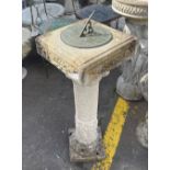 An IMPRESSIVE garden stone sundial c1970's with the top which turns- around / the sun dial part