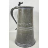 SUBSTANTIAL EX HOWGATE KIRK large lidded pewter tankard -18” tall approx