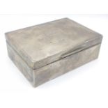A wooden-lined monogrammed silver hallmarked (marks indistinct) box measures 12.5x9x4.5cm, gross
