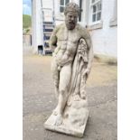 CLASSICAL ZEUS style garden stone effect statue, one of a pair - dimensions 60cm height - minimum