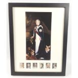 ROYAL MAIL - framed 2013 Nicky Philips HM Queen Portrait and 6 stamps Royal Mail