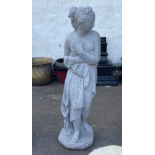 A heavy stone effect CLASSICAL STATUE garden statue / standing 80cm tall - in a grey finish / this