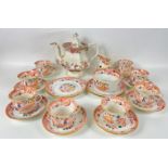 A PRETTY 19th century CHINESE part white based porcelaine with orange base design, hand-painted