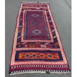 Stunning vintage Persian Afshar Sofreh Kilim, a tribal piece from Southern Persia.A Sofreh rug