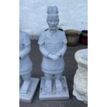 A TERRACOTTA WARRIOR inspired resin statue 75cm height approx