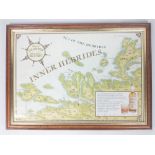 BELLS ISLANDER INNER HEBRIDES 'A Taste Of The Isles Map' framed 46cm x 34cm