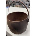 A large ANTIQUE cast iron CAULDRON - dimensions height 23cm x diameter 29cm - solid and weighs