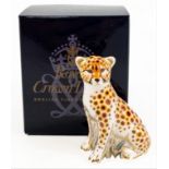 ROYAL CROWN DERBY 2006 Cheetah Cub Gold Button First Quality in original box