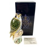 ROYAL CROWN DERBY HARRODS LIMITED EDITION Peregrine Falcon gold button first quality in original