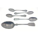 A small collection of silver spoons to include one larger ARGENTINA SILVER spoon at 53g and three
