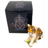 ROYAL CROWN DERBY Sumatran Tiger Cub 2008 gold button first quality in original box with receipt