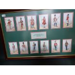 A large framed composition entitled UNIFORMS OF THE ROYAL SCOTS REGIMENT 1633 comprising twelve