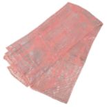 VINTAGE - A stunning pink and silver threaded shawl weighing 741g, measures 225x100cm